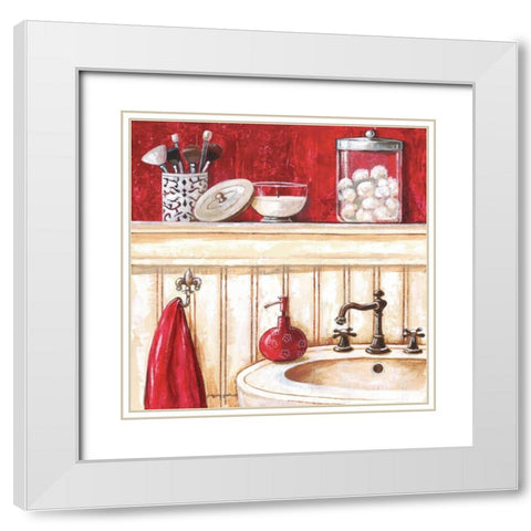 Red Bath II White Modern Wood Framed Art Print with Double Matting by Gorham, Gregory