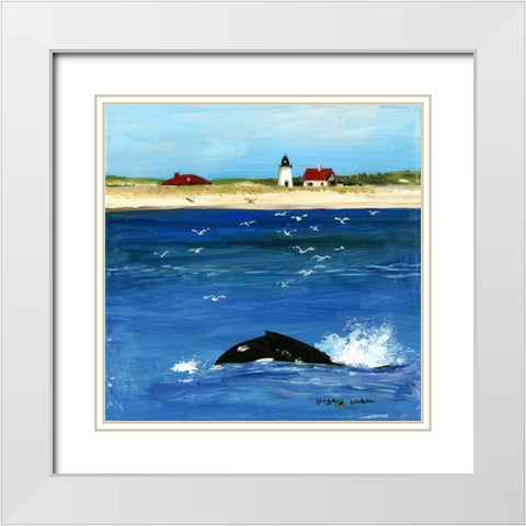 Summer Whale White Modern Wood Framed Art Print with Double Matting by Gorham, Gregory