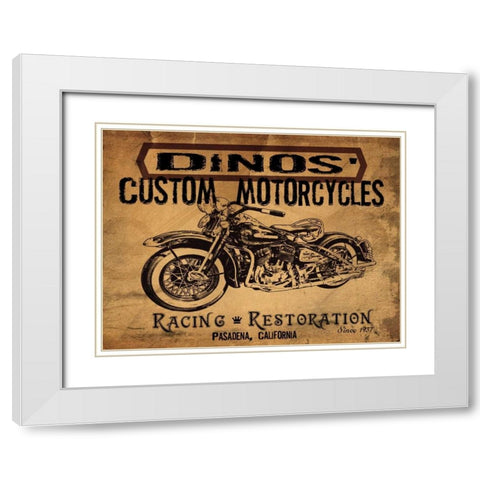 Dinos Motorcycles White Modern Wood Framed Art Print with Double Matting by Giacopelli, Jason