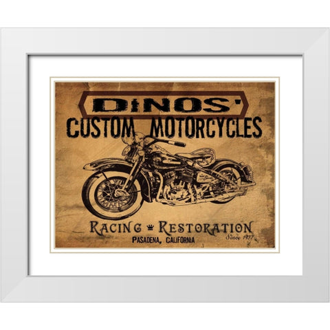 Dinos Motorcycles White Modern Wood Framed Art Print with Double Matting by Giacopelli, Jason