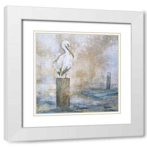 Coastal Birds I White Modern Wood Framed Art Print with Double Matting by Giltner, Paula