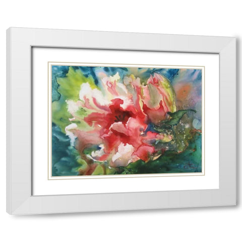 Parrot Tulips I White Modern Wood Framed Art Print with Double Matting by Giltner, Paula