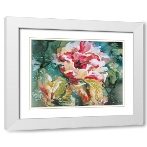 Parrot Tulips II White Modern Wood Framed Art Print with Double Matting by Giltner, Paula