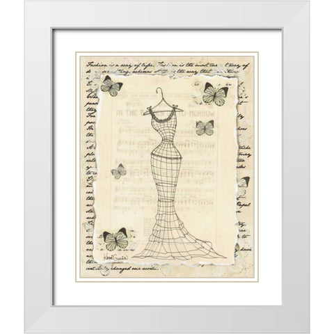 Wire Dress I White Modern Wood Framed Art Print with Double Matting by Guinn, Katie