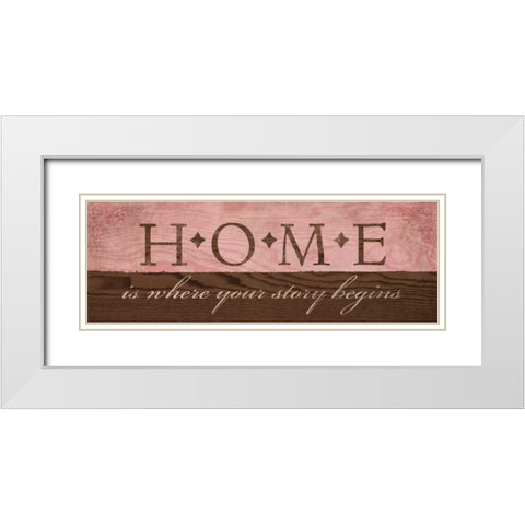 Home in Pink White Modern Wood Framed Art Print with Double Matting by Harbick, N