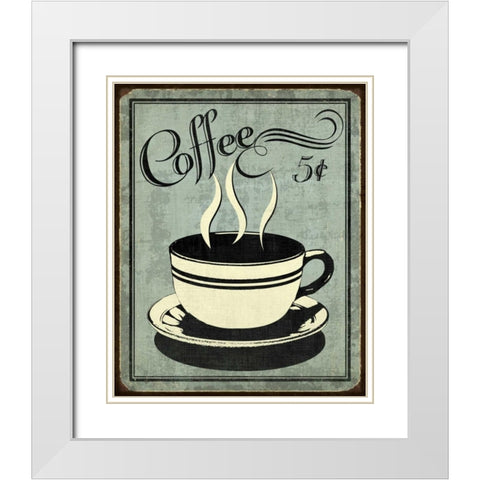 Retro Coffee I White Modern Wood Framed Art Print with Double Matting by Harbick, N