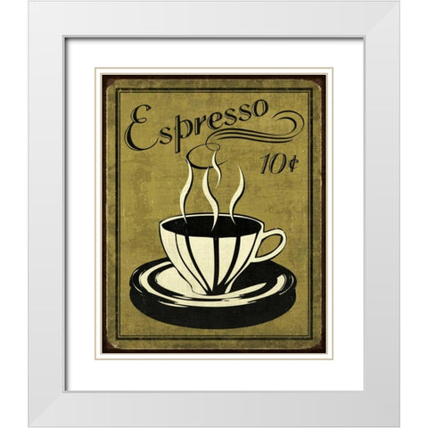 Retro Coffee II White Modern Wood Framed Art Print with Double Matting by Harbick, N