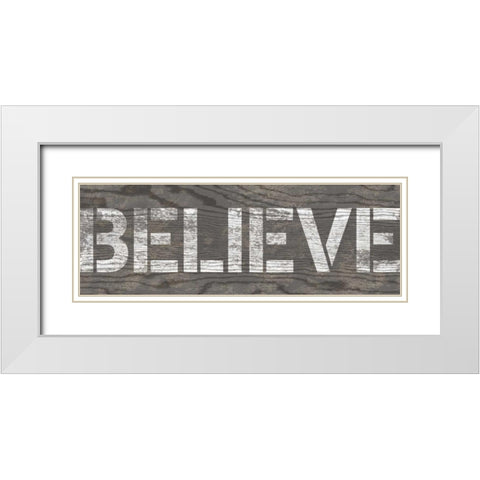 Believe White Modern Wood Framed Art Print with Double Matting by Harbick, N