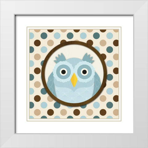 O is for Owl I White Modern Wood Framed Art Print with Double Matting by Harbick, N