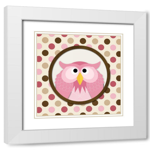 O is for Owl II White Modern Wood Framed Art Print with Double Matting by Harbick, N