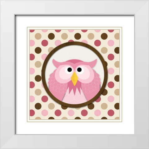 O is for Owl II White Modern Wood Framed Art Print with Double Matting by Harbick, N
