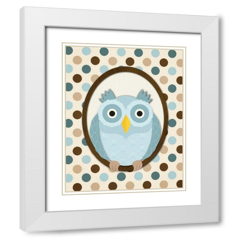 Sitting Owl I  White Modern Wood Framed Art Print with Double Matting by Harbick, N