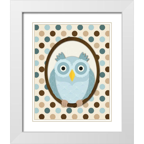 Sitting Owl I  White Modern Wood Framed Art Print with Double Matting by Harbick, N