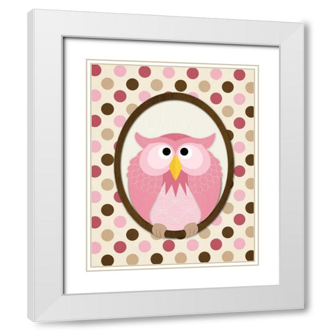 Sitting Owl II White Modern Wood Framed Art Print with Double Matting by Harbick, N