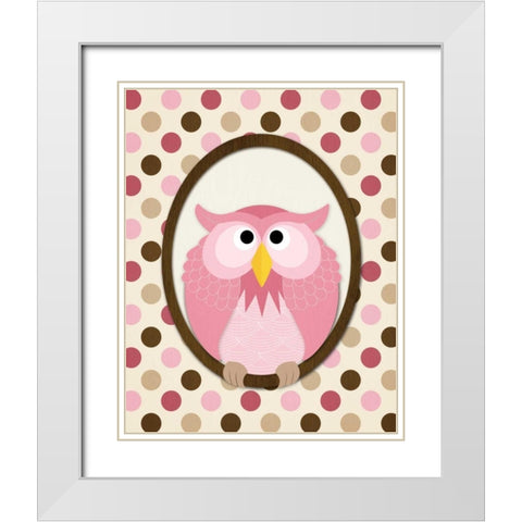 Sitting Owl II White Modern Wood Framed Art Print with Double Matting by Harbick, N