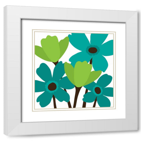 Spring Bouquet II White Modern Wood Framed Art Print with Double Matting by Harbick, N