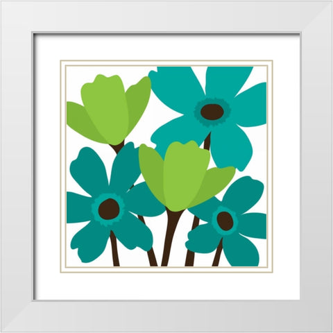 Spring Bouquet II White Modern Wood Framed Art Print with Double Matting by Harbick, N