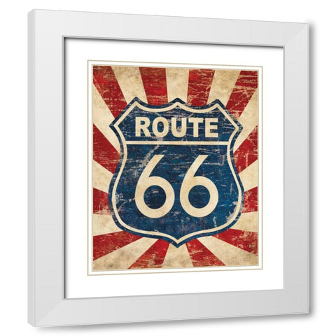 Route 66 I White Modern Wood Framed Art Print with Double Matting by Harbick, N