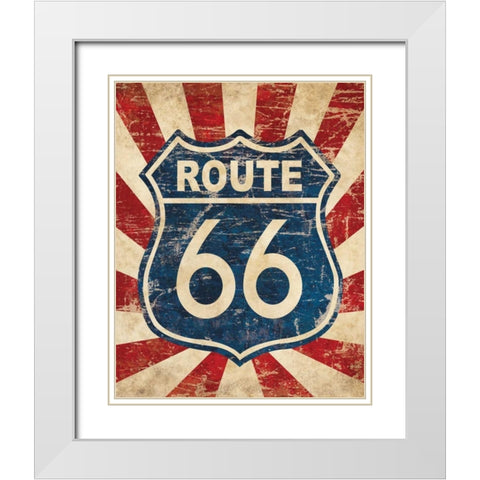 Route 66 I White Modern Wood Framed Art Print with Double Matting by Harbick, N
