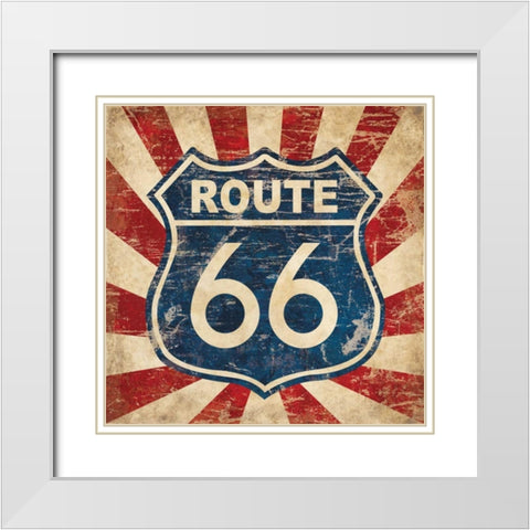 Route 66 I Sq White Modern Wood Framed Art Print with Double Matting by Harbick, N