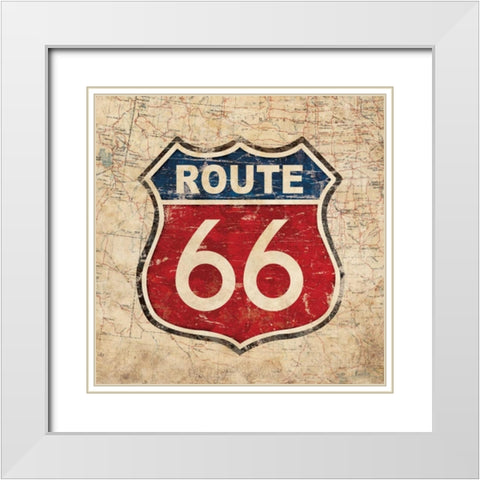 Route 66 II Sq White Modern Wood Framed Art Print with Double Matting by Harbick, N