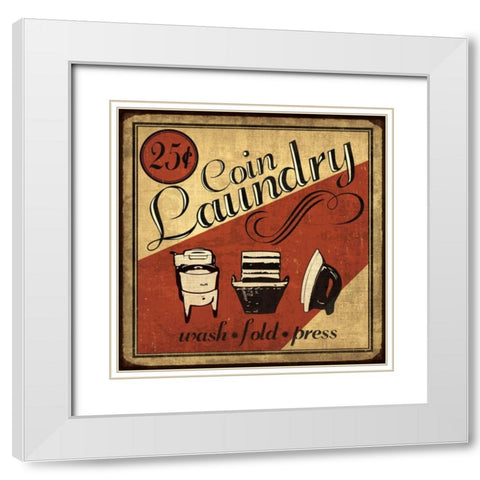 Coin Laundry Sq White Modern Wood Framed Art Print with Double Matting by Harbick, N