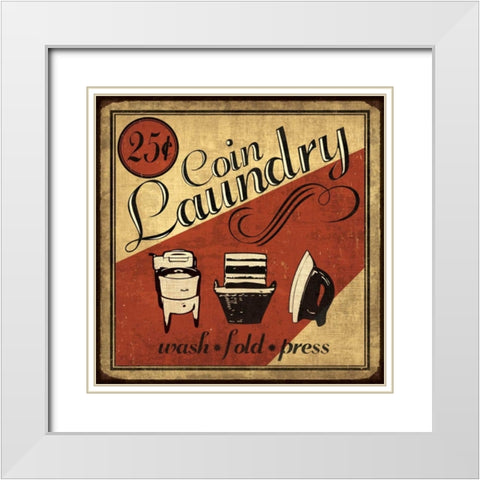 Coin Laundry Sq White Modern Wood Framed Art Print with Double Matting by Harbick, N