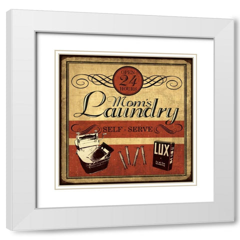 Self Serve Laundry Sq White Modern Wood Framed Art Print with Double Matting by Harbick, N