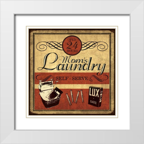 Self Serve Laundry Sq White Modern Wood Framed Art Print with Double Matting by Harbick, N