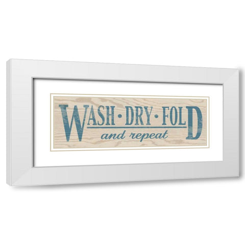Wash Dry Fold - Blue White Modern Wood Framed Art Print with Double Matting by Harbick, N
