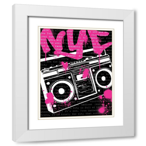 NYC Boom Box White Modern Wood Framed Art Print with Double Matting by Harbick, N