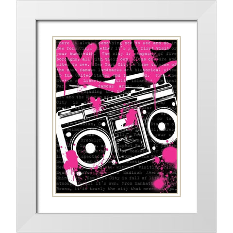 NYC Boom Box White Modern Wood Framed Art Print with Double Matting by Harbick, N