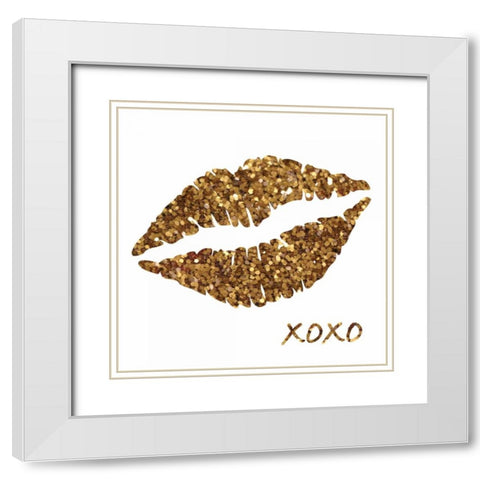 Glitter Lips Sq I White Modern Wood Framed Art Print with Double Matting by Harbick, N.