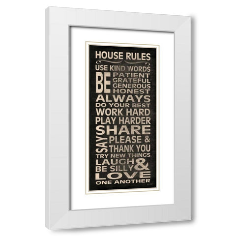 House Rules White Modern Wood Framed Art Print with Double Matting by Harbick, N.