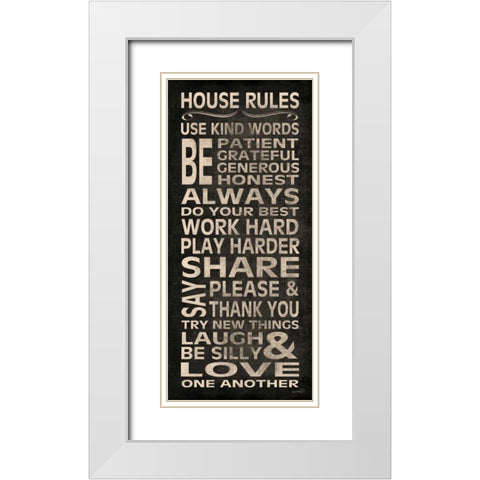 House Rules White Modern Wood Framed Art Print with Double Matting by Harbick, N.