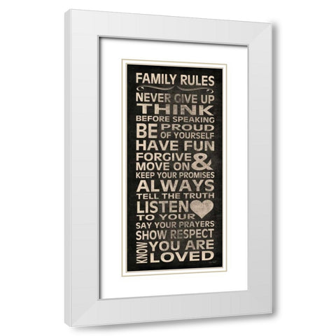 Family Rules White Modern Wood Framed Art Print with Double Matting by Harbick, N.