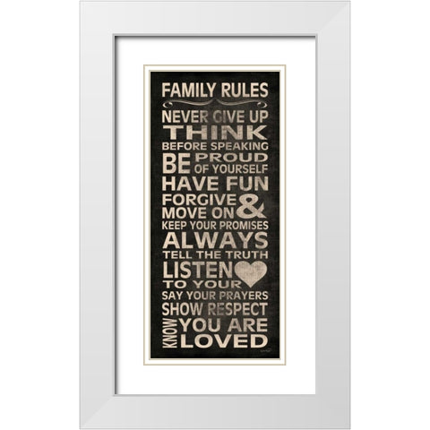 Family Rules White Modern Wood Framed Art Print with Double Matting by Harbick, N.