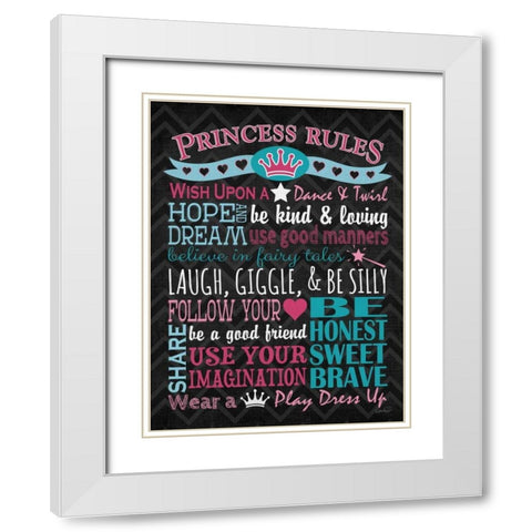 Princess Rules White Modern Wood Framed Art Print with Double Matting by Harbick, N.