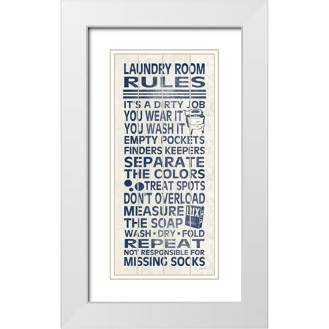 Laundry Room Rules White Modern Wood Framed Art Print with Double Matting by Harbick, N.
