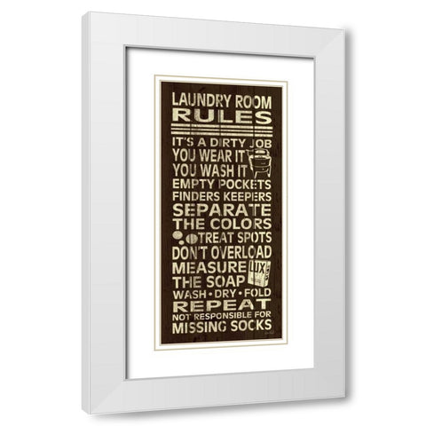 Laundry Room Rules II White Modern Wood Framed Art Print with Double Matting by Harbick, N.