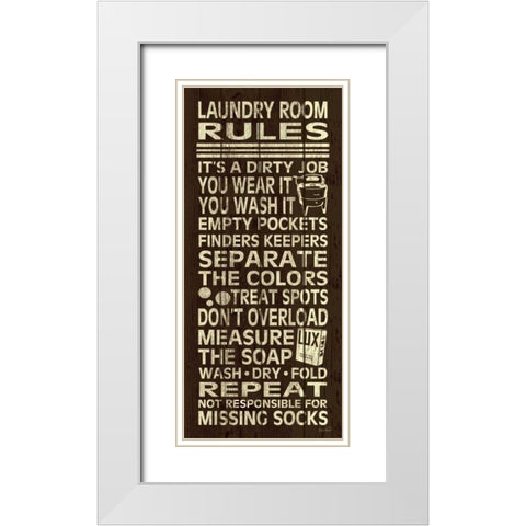 Laundry Room Rules II White Modern Wood Framed Art Print with Double Matting by Harbick, N.