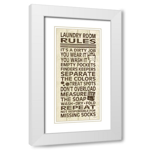 Laundry Room Rules III White Modern Wood Framed Art Print with Double Matting by Harbick, N.