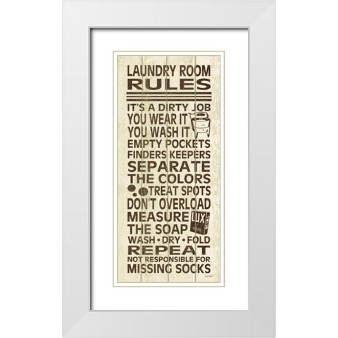 Laundry Room Rules III White Modern Wood Framed Art Print with Double Matting by Harbick, N.