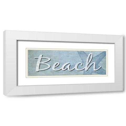 Blue Beach White Modern Wood Framed Art Print with Double Matting by Harbick, N.