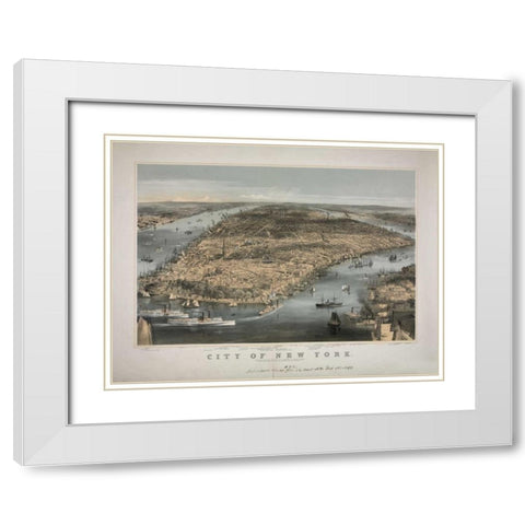 1856 NYC Map White Modern Wood Framed Art Print with Double Matting by Harbick, N.