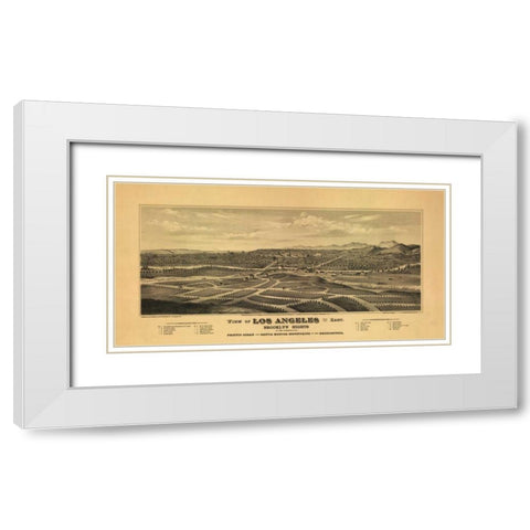 1877 Los Angeles Map White Modern Wood Framed Art Print with Double Matting by Harbick, N.