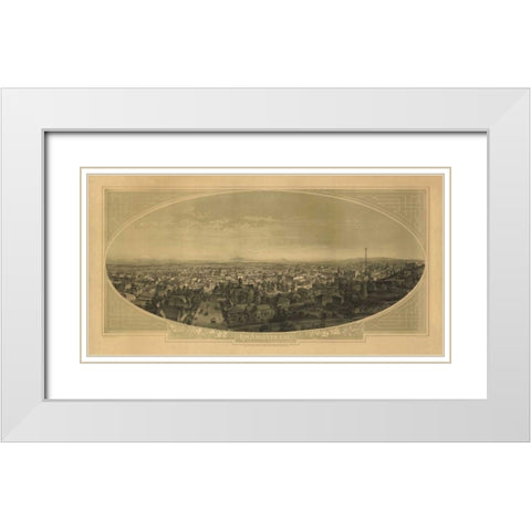 1888 Las Angeles Map White Modern Wood Framed Art Print with Double Matting by Harbick, N.