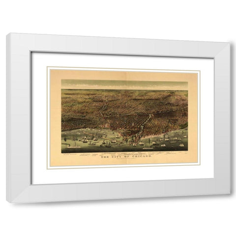 1892 Chicago Map White Modern Wood Framed Art Print with Double Matting by Harbick, N.