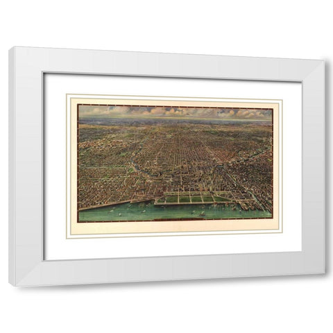 1916 Chicago Map White Modern Wood Framed Art Print with Double Matting by Harbick, N.