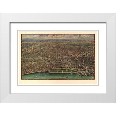 1916 Chicago Map White Modern Wood Framed Art Print with Double Matting by Harbick, N.